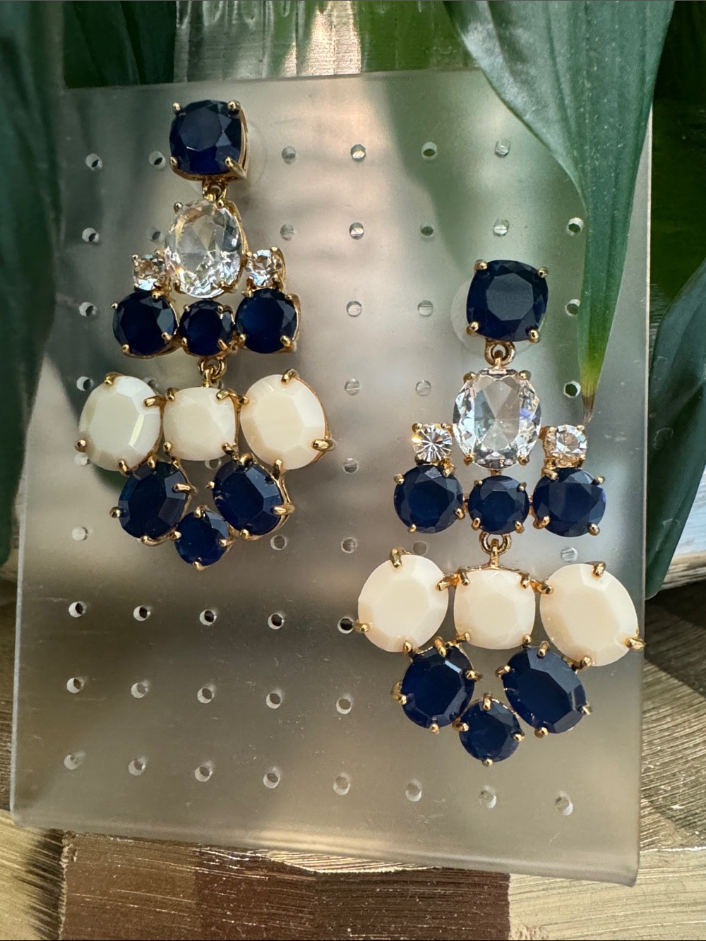 Kate Spade Navy Blue Crystal Chandelier Earrings Rare Discontinued Statement